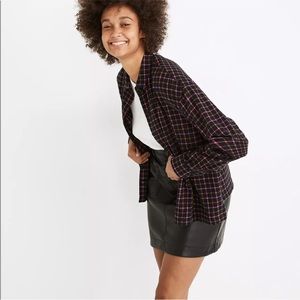 Madewell Westlake Stoppard Plaid Flannel Button Up Black and Pink Top Sm…